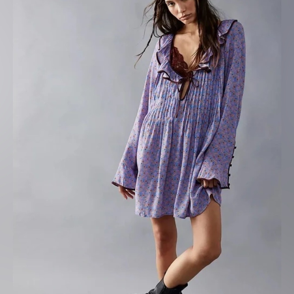 Free People Purple Floral Mini Dress